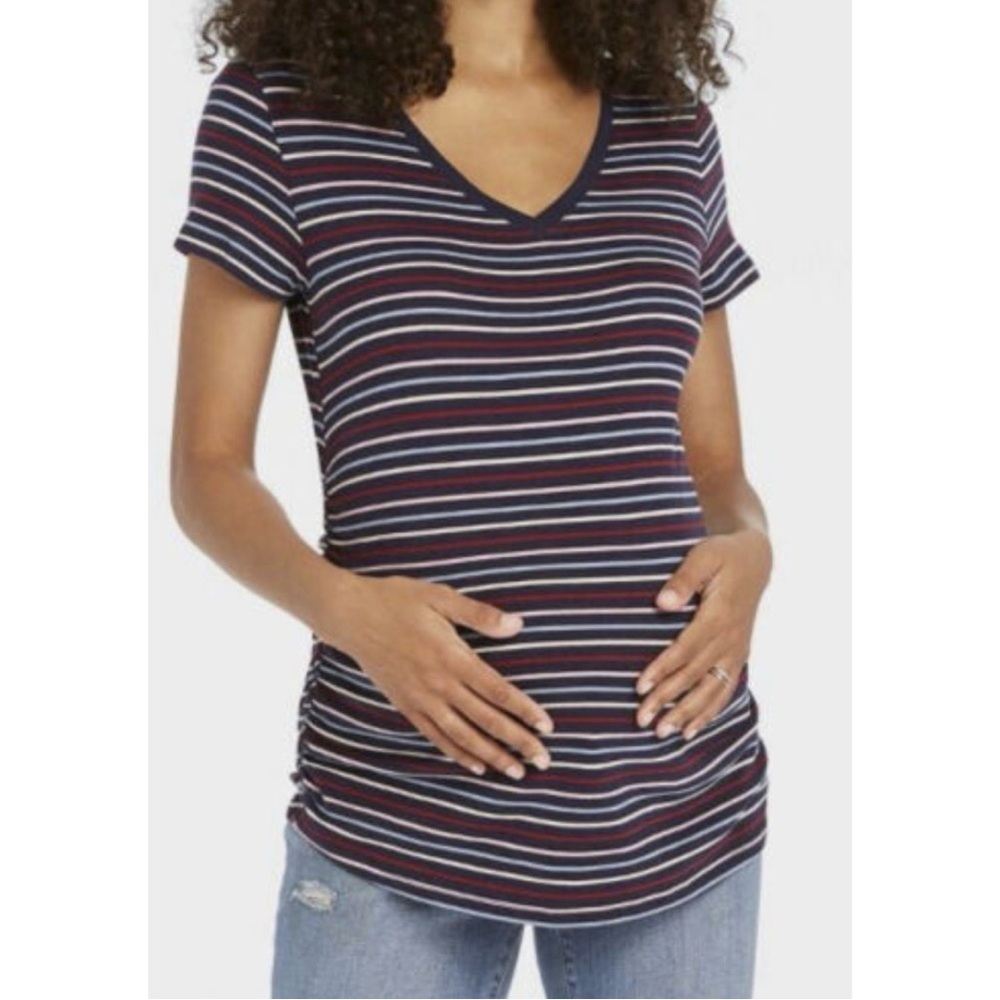 5/$25 Isabel Maternity Striped V-Neck T-Shirt